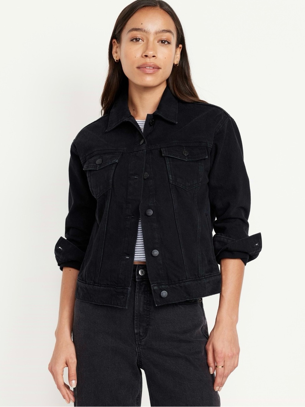 Old Navy Black Denim Trucker Jacket